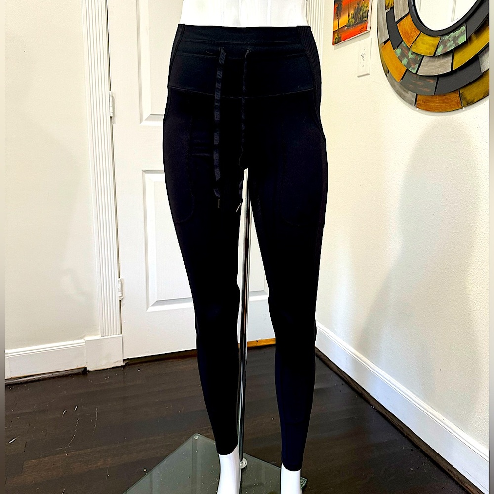 GLYDER black leggings joggers, size extra small, drawstring waist, deep pockets